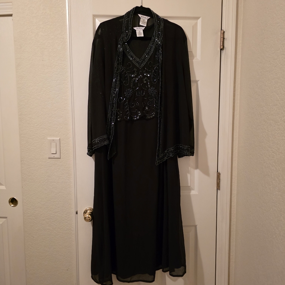 Ulla POPKEN Elegant Black Beaded Dress with Jacket